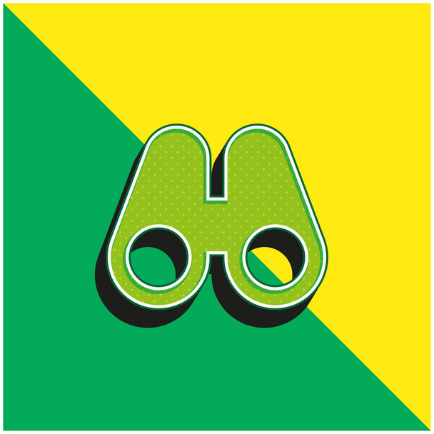 双眼鏡緑と黄色の現代的な3Dベクトルアイコンのロゴ - ベクター画像