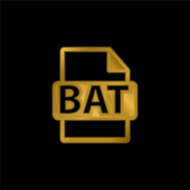 BAT File Format gold plated metalic icon or logo vector - Vector, Image