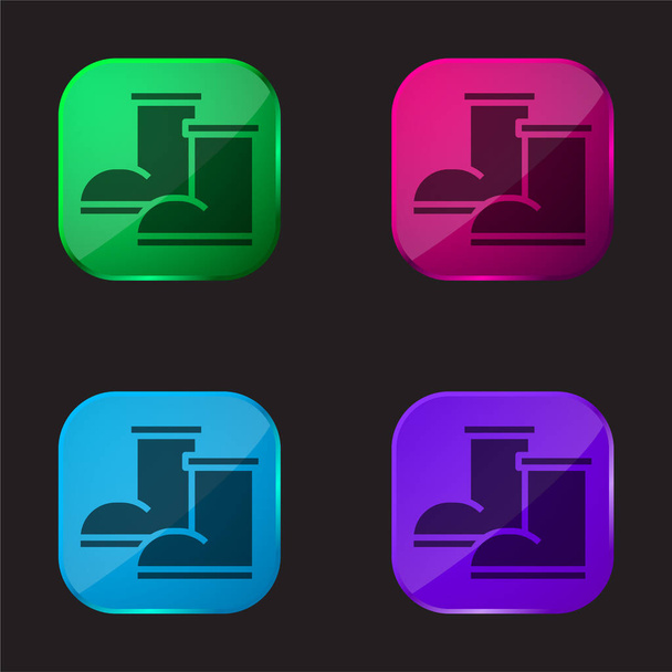 Csizma négy színű üveg gomb ikon - Vektor, kép