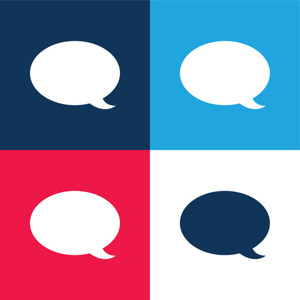 Fekete beszéd buborék kék és piros négy szín minimális ikon készlet - Vektor, kép