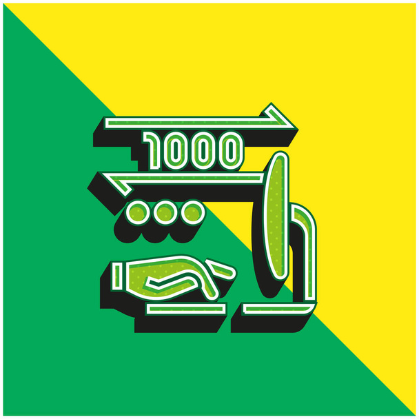 バイナリグリーンと黄色の現代的な3Dベクトルアイコンのロゴ - ベクター画像