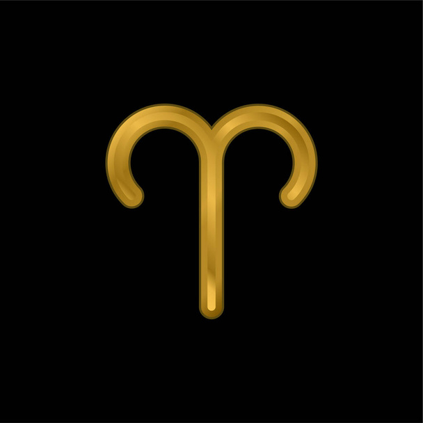 Aries Símbolo chapado en oro icono metálico o vector de logotipo - Vector, imagen