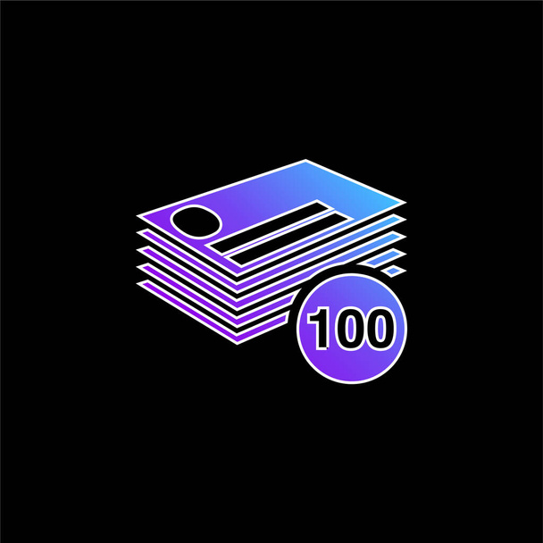 100 Business Cards verem kék gradiens vektor ikon - Vektor, kép