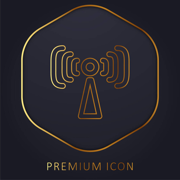 Símbolo de señal de antena logotipo o icono premium de línea dorada - Vector, Imagen