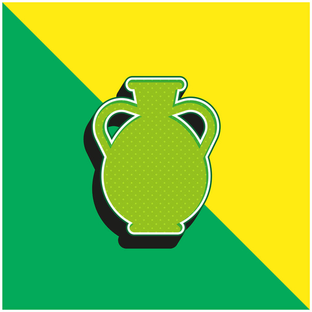 Amphora Greenと黄色の現代的な3Dベクトルアイコンのロゴ - ベクター画像