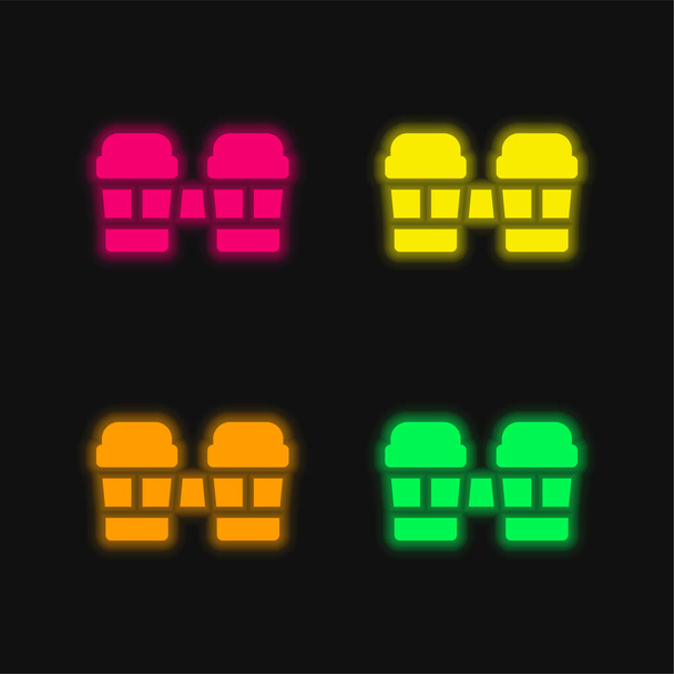 Bongos τεσσάρων χρωμάτων λαμπερό εικονίδιο διάνυσμα νέον - Διάνυσμα, εικόνα