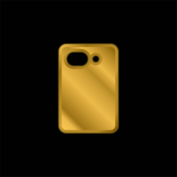 Câmera traseira banhado a ouro ícone metálico ou vetor logotipo - Vetor, Imagem