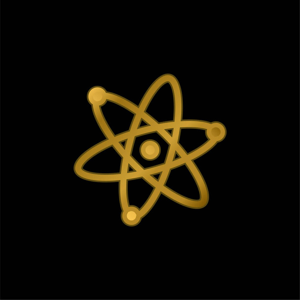 Atoms Symbol gold plated metalic icon or logo vector - Vector, Image