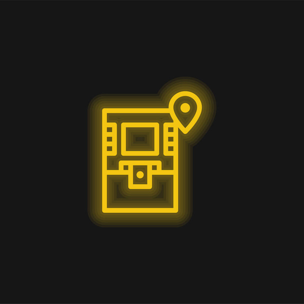 Atm yellow glowing neon icon - Vector, Image