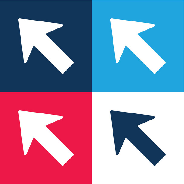 Strzałka wskazując w górę Lewy niebieski i czerwony zestaw czterech kolorów minimalny zestaw ikon - Wektor, obraz