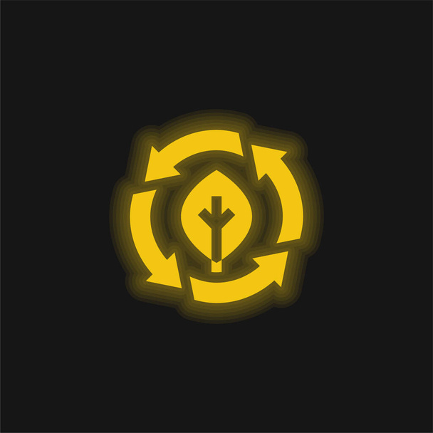 Icona al neon luminescente giallo bio - Vettoriali, immagini