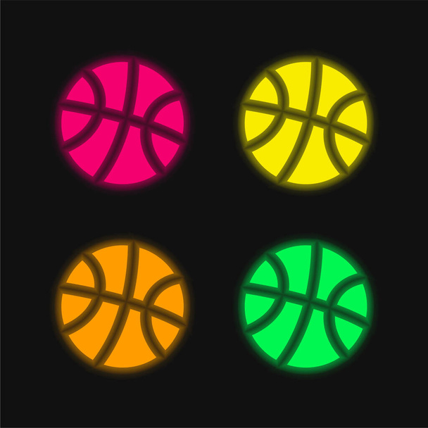 Баскетбол чотирикольоровий світиться неоновий вектор значок
 - Вектор, зображення