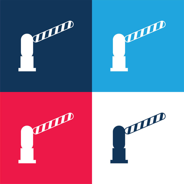 Barrier Open blue and red four color minimal icon set - Vector, Image