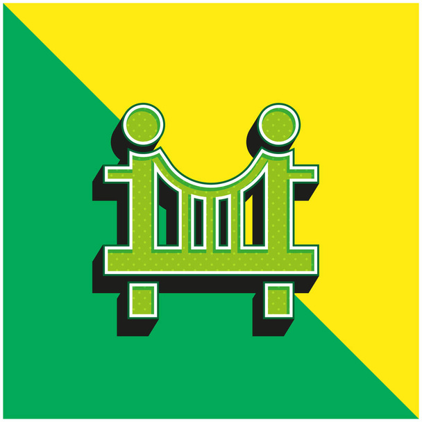 Bridge Vihreä ja keltainen moderni 3d vektori kuvake logo - Vektori, kuva