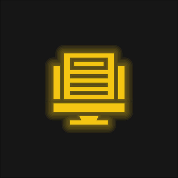 Article yellow glowing neon icon - Vector, Image
