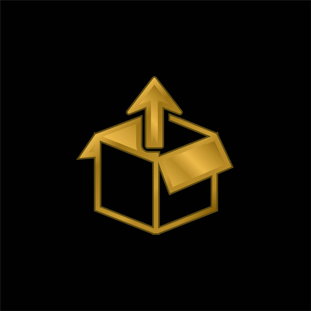 Caja Get Out chapado en oro icono metálico o vector de logotipo - Vector, Imagen