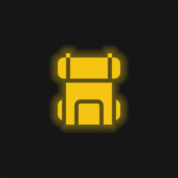 Rugzak geel gloeiende neon pictogram - Vector, afbeelding