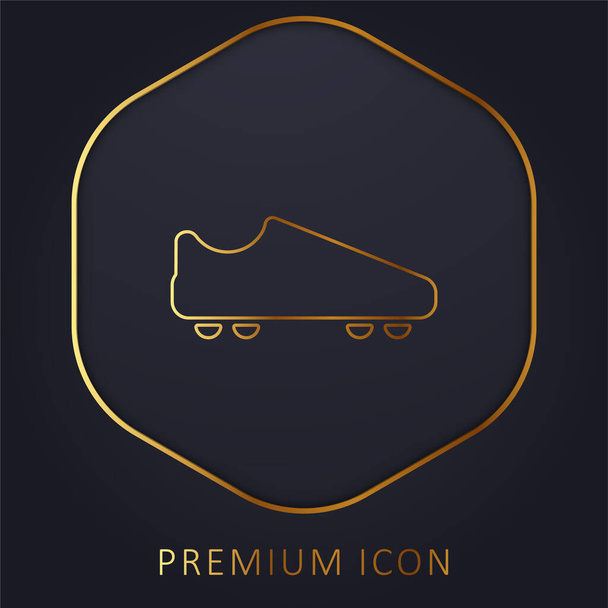 American Football Black Shoe logotipo premium de línea dorada o icono - Vector, imagen