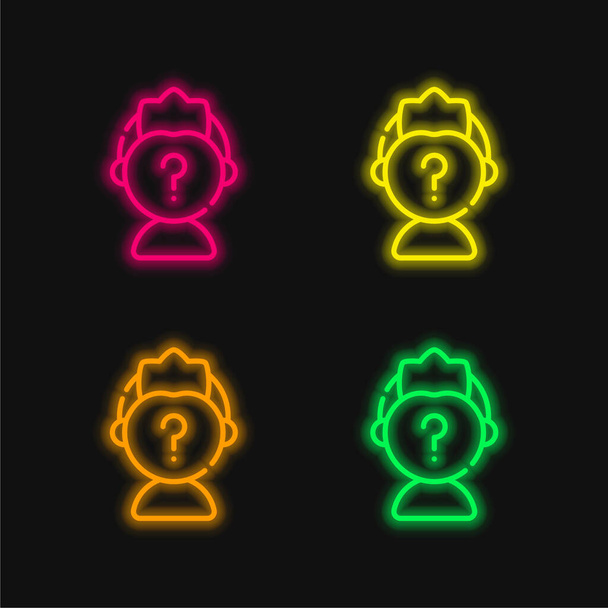 Anoniem vier kleuren gloeiende neon vector icoon - Vector, afbeelding