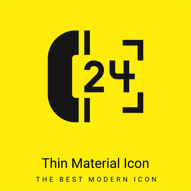 24 Hours Support minimal bright yellow material icon - Vector, Image