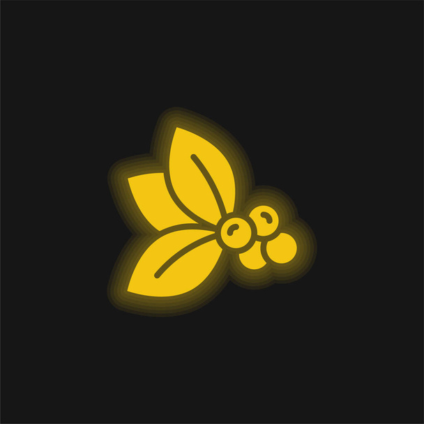 Berries yellow glowing neon icon - Vector, Image