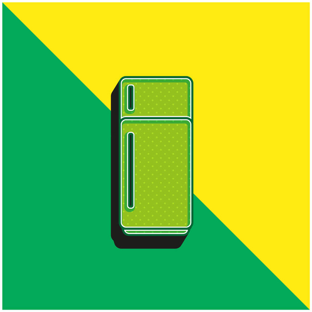 Büyük Buzdolabı Yeşil ve Sarı Modern 3D vektör simgesi - Vektör, Görsel