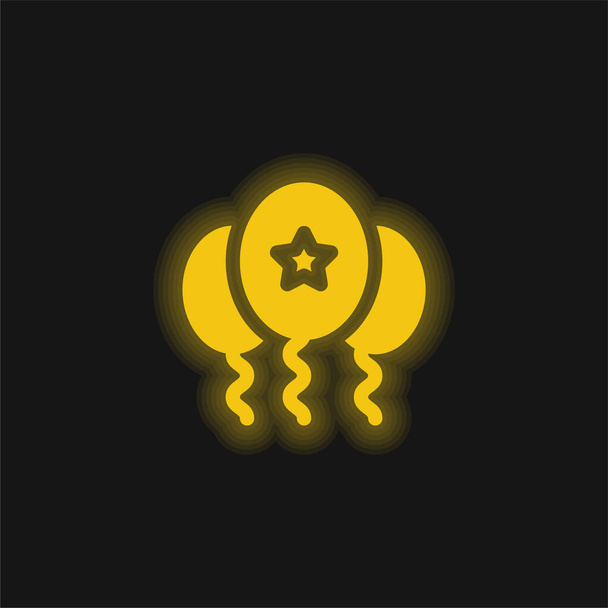 Повітряна куля жовта сяюча неонова іконка
 - Вектор, зображення