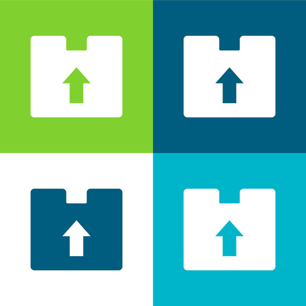 Box Flat cztery kolory minimalny zestaw ikon - Wektor, obraz