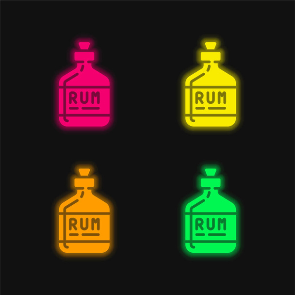 Alkohol vier Farben leuchtenden Neon-Vektor-Symbol - Vektor, Bild