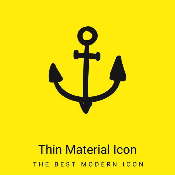 Anchor minimal bright yellow material icon - Vector, Image