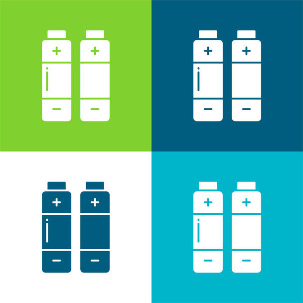 Battery Flat four color minimal icon set - Vector, Image