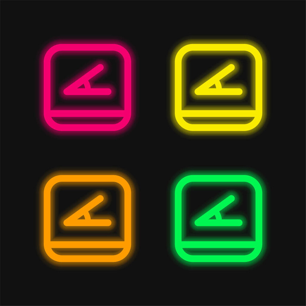 Hoek Knop vier kleur gloeiende neon vector pictogram - Vector, afbeelding