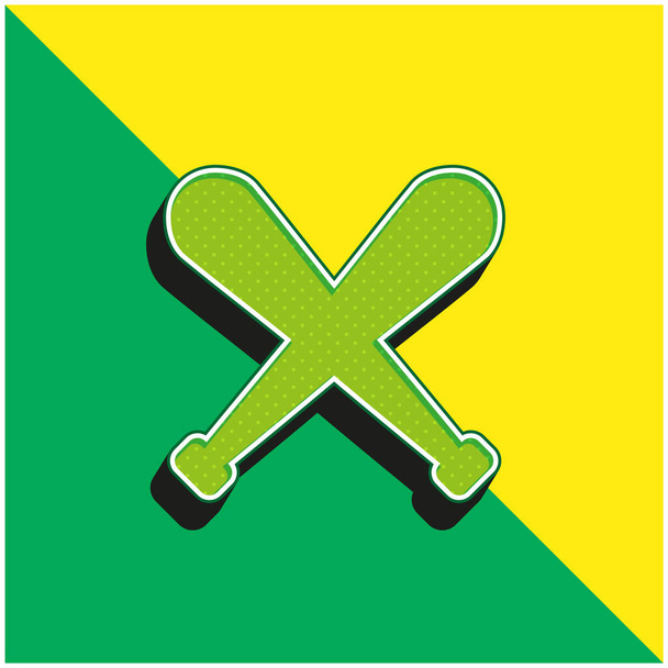 Nietoperze Zielone i żółte nowoczesne logo wektora 3D - Wektor, obraz
