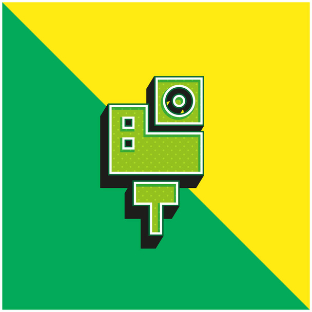 Kamera akcji Zielony i żółty nowoczesny ikona wektora 3D logo - Wektor, obraz
