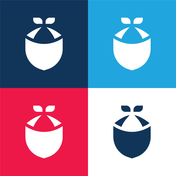 Bandana modrá a červená čtyři barvy minimální ikona nastavena - Vektor, obrázek