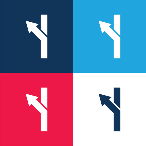 Strzałka Kształt Toczenie Do Lewego niebieskiego i czerwonego zestawu czterech kolorów minimalny zestaw ikon - Wektor, obraz
