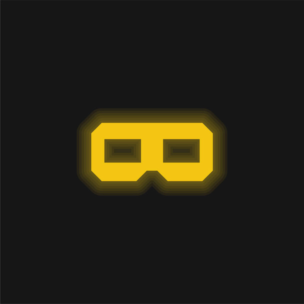 3d Bril geel gloeiend neon pictogram - Vector, afbeelding