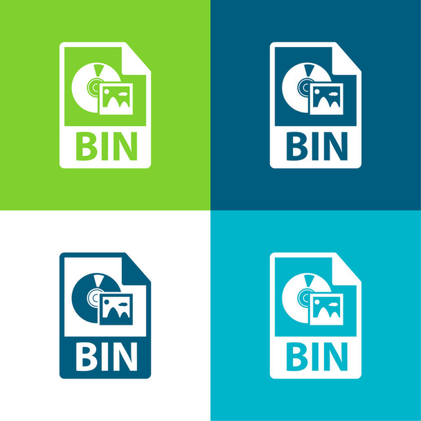 Formát souboru BIN Byt čtyři barvy minimální ikona nastavena - Vektor, obrázek