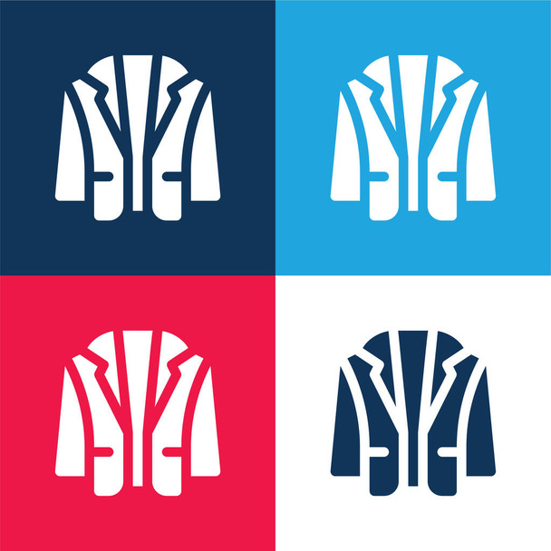 Blazer modrá a červená čtyři barvy minimální ikona nastavena - Vektor, obrázek
