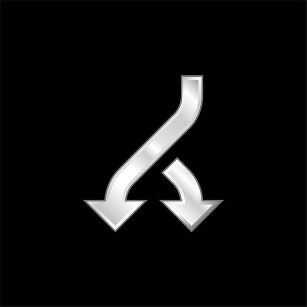 Bifurcation Arrow srebrzona ikona metaliczna - Wektor, obraz