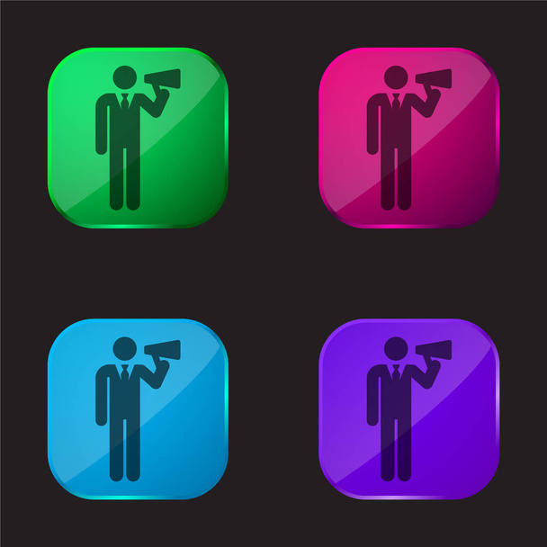 Αφεντικό τέσσερις χρώμα γυαλί εικονίδιο κουμπί - Διάνυσμα, εικόνα
