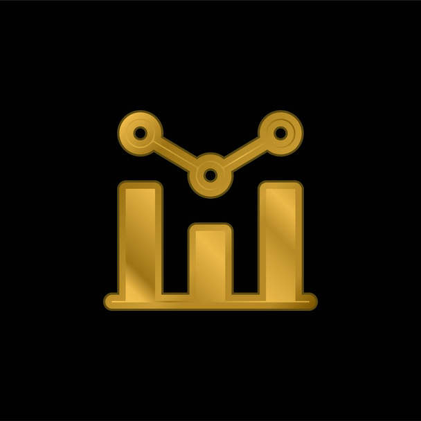 Analytics gold plated metalic icon or logo vector - Vector, Image
