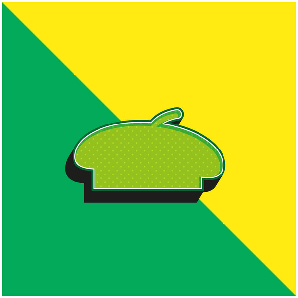 Beret Black Shape Grün und Gelb modernes 3D-Vektor-Symbol-Logo - Vektor, Bild
