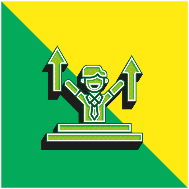 Voorafgaand Groen en geel modern 3D vector pictogram logo - Vector, afbeelding