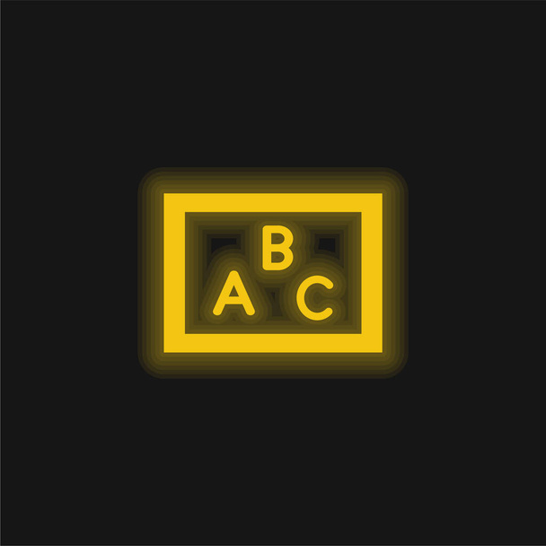 Blackboard geel gloeiend neon pictogram - Vector, afbeelding