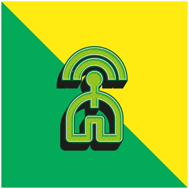 Bluetooth Radar Signal Groen en geel modern 3D vector pictogram logo - Vector, afbeelding