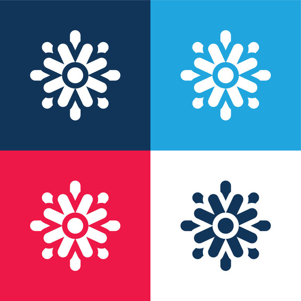 Aster niebieski i czerwony zestaw czterech kolorów minimalny zestaw ikon - Wektor, obraz