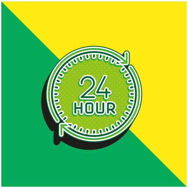 24 Horas verde y amarillo moderno vector 3d icono del logotipo - Vector, Imagen