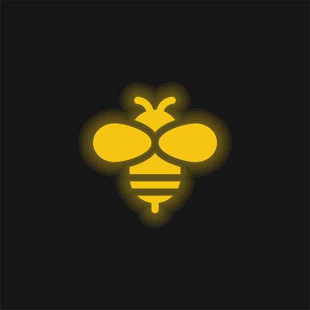 Abeja amarillo brillante icono de neón - Vector, Imagen
