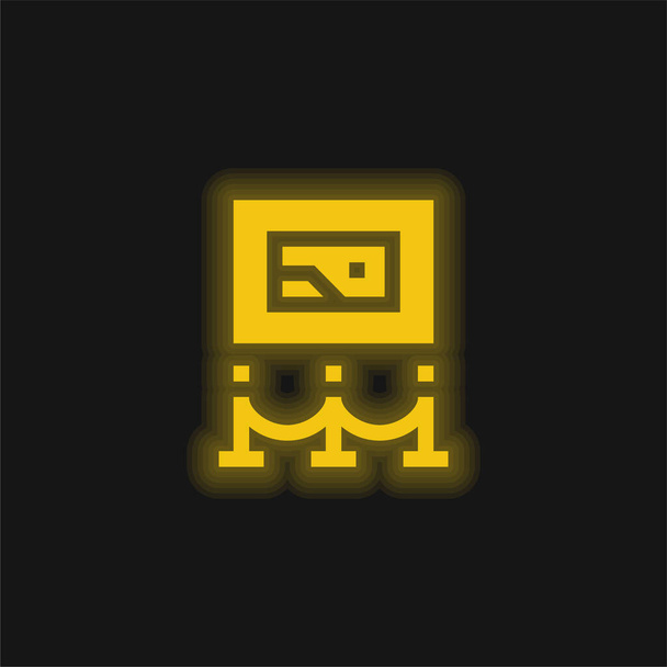 Művészeti Múzeum sárga izzó neon ikon - Vektor, kép